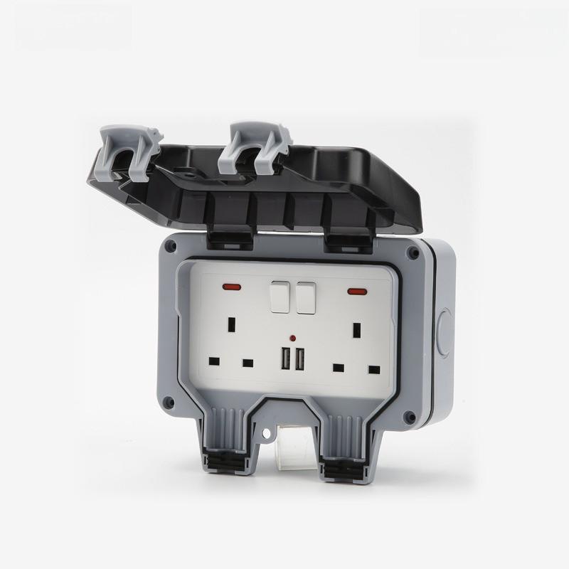 Spina di Ricarica con Protezione da Perdita USB IP66 Scatola con Interruttore Impermeabile da Esterno Presa Impermeabile da Esterno