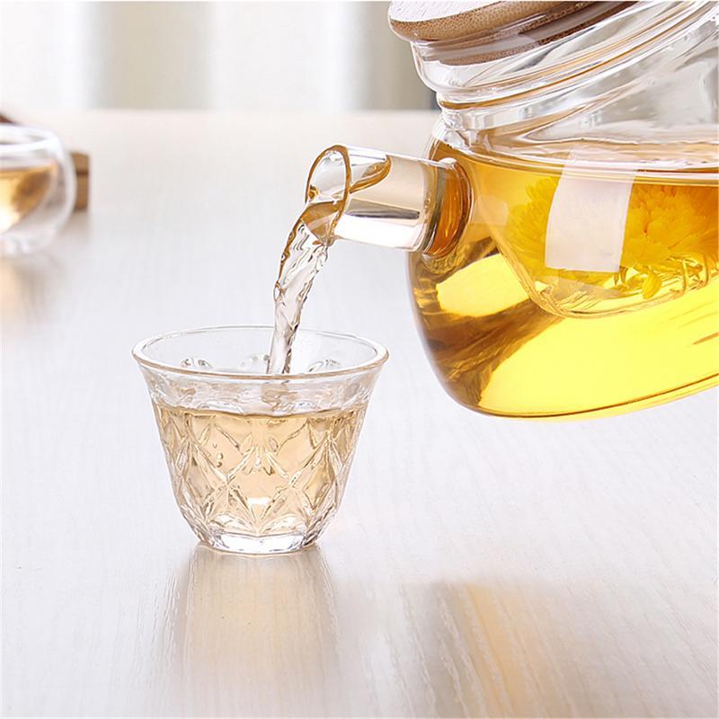 Tea Kettle Tea Kettle Heat Kettle Bamboo Kettle Tea with Bamboo Lid Laurel Flower Elegant Tea Kettle Glass Tea Kettle | Tea Kettles