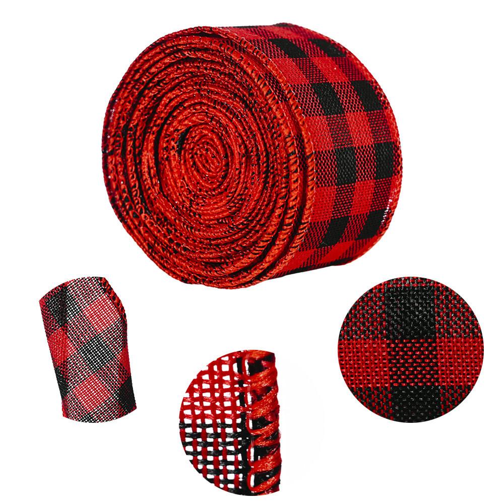 Versatile 2 Meter Checkered Fabric Ribbon Ideal For Christmas Crafts And Decorations