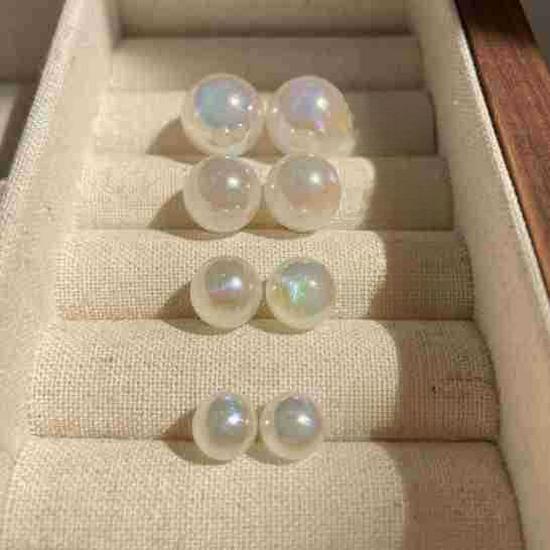 Korean Dazzling White Mermaid Pearl Silver Needle Earrings for Women, Light Luxury High-End Blogger Style
