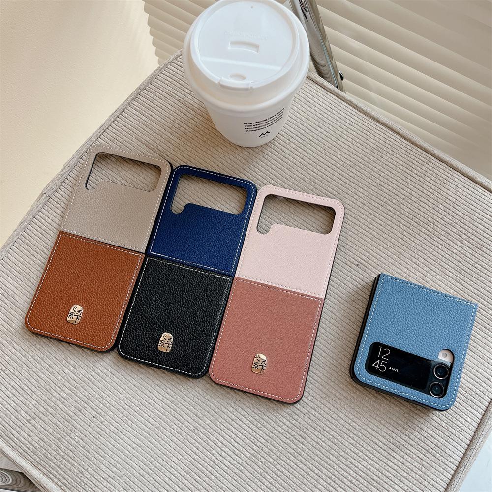 2023 Lychee Pattern Case For Samsung Galaxy Z Flip 4 3 5g South Korea Fashion Cover Anti -Knock Cases For Flip3 Flip4