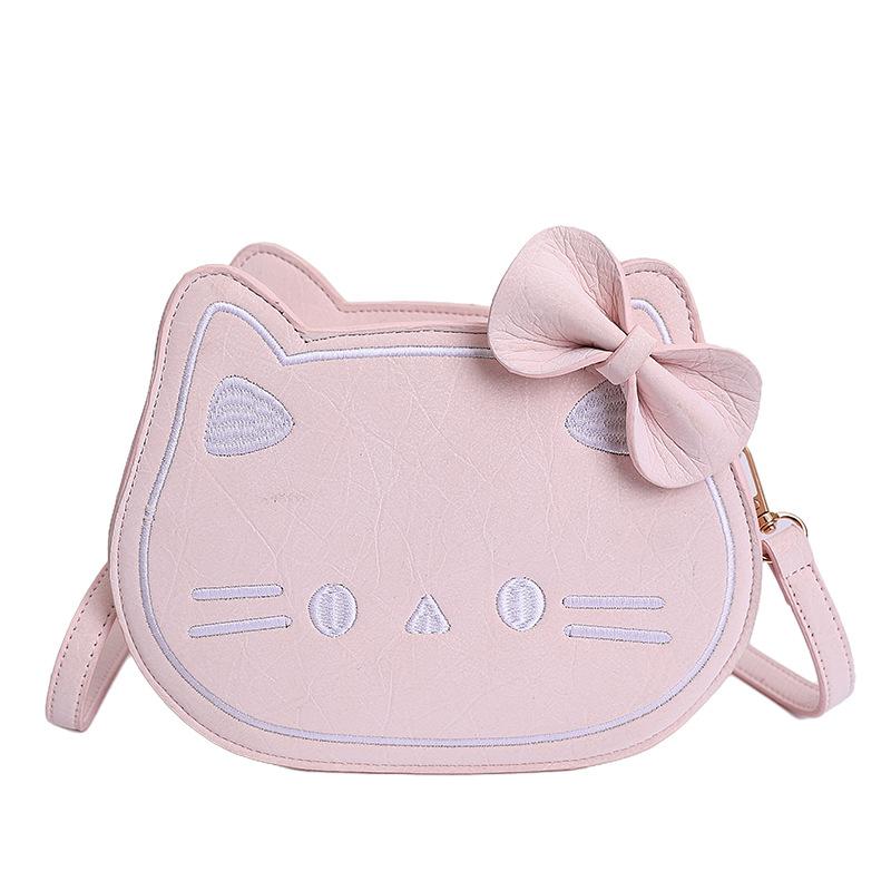 

The new cute cat head small square bag for women Korean version of the versatile one-shoulder crossbody bag girl s heart handbag розовый