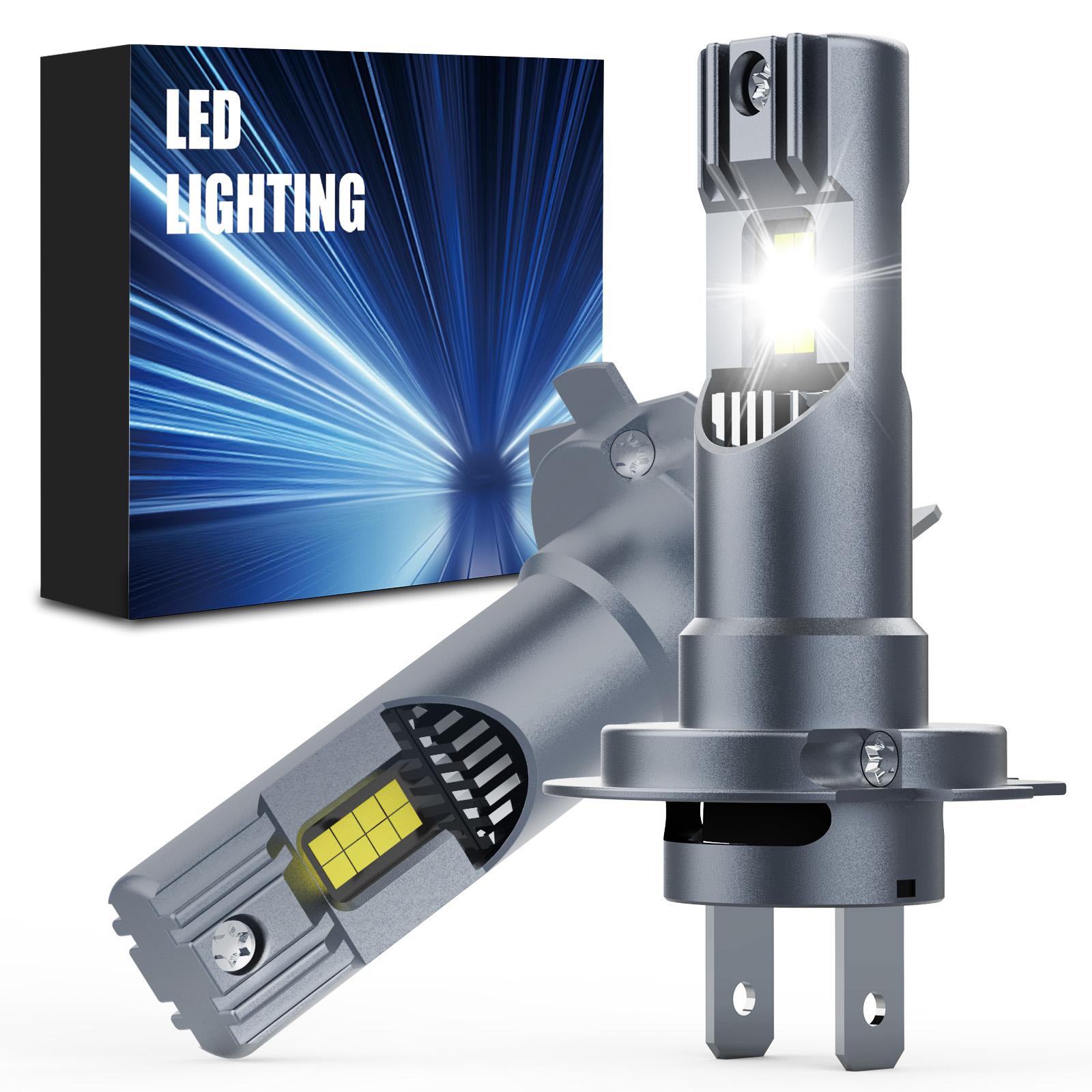 HLC7F 2pcs H7 H4 H11 9005 9006 LED Headlight Bulbs Mini Lens Headlights 6500K 24000LM Car Headlights IP68 Halogen Replacements H7