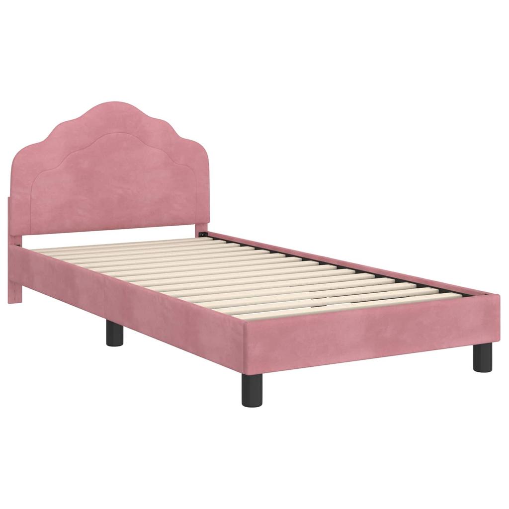 Children s Bed Frame with Headboard Pink 90 x 200 cm Velvet