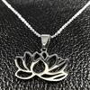 Stainless Steel Yoga Lotus Necklace for Women Silver Color Choker Flower Pendant Necklaces Jewelry Colgantes Mujer Moda 1261-QKC