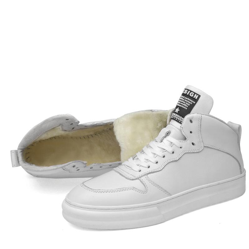 

9986 Men S Shoes Medium And High-Top Board Shoes White Shoes Autumn And Winter Leather First Layer Cowhide Surface Sports Shoes Casual Shoes Cotton 46