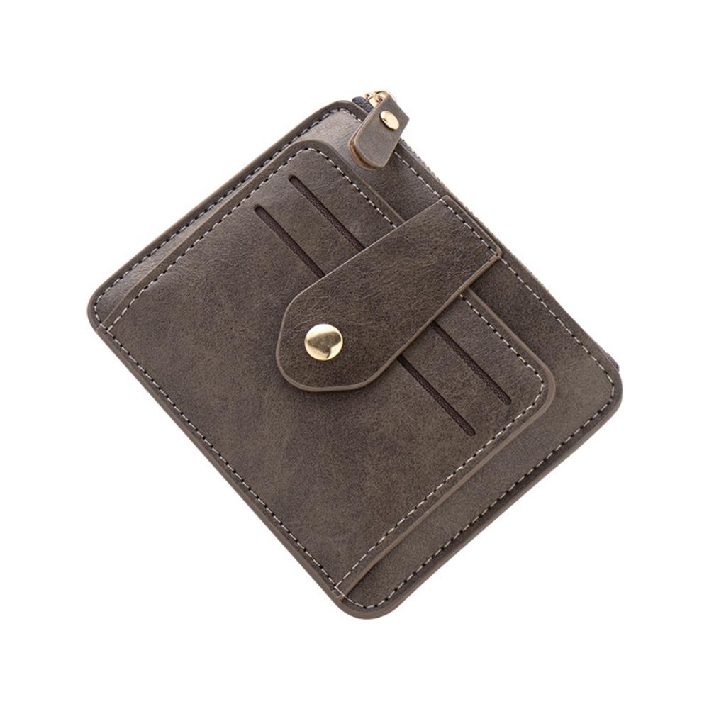 Simple PU Leather Women's Card Bag Zipper Large Capacity Men's Wallet Business Card Holder for Male And Female