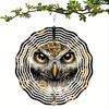 Elegant Owl Wind Spinner - Luxurious Golden & Black Metal Garden Sculpture, 3D Outdoor Decor with Intricate Feather Patterns, No Power Required