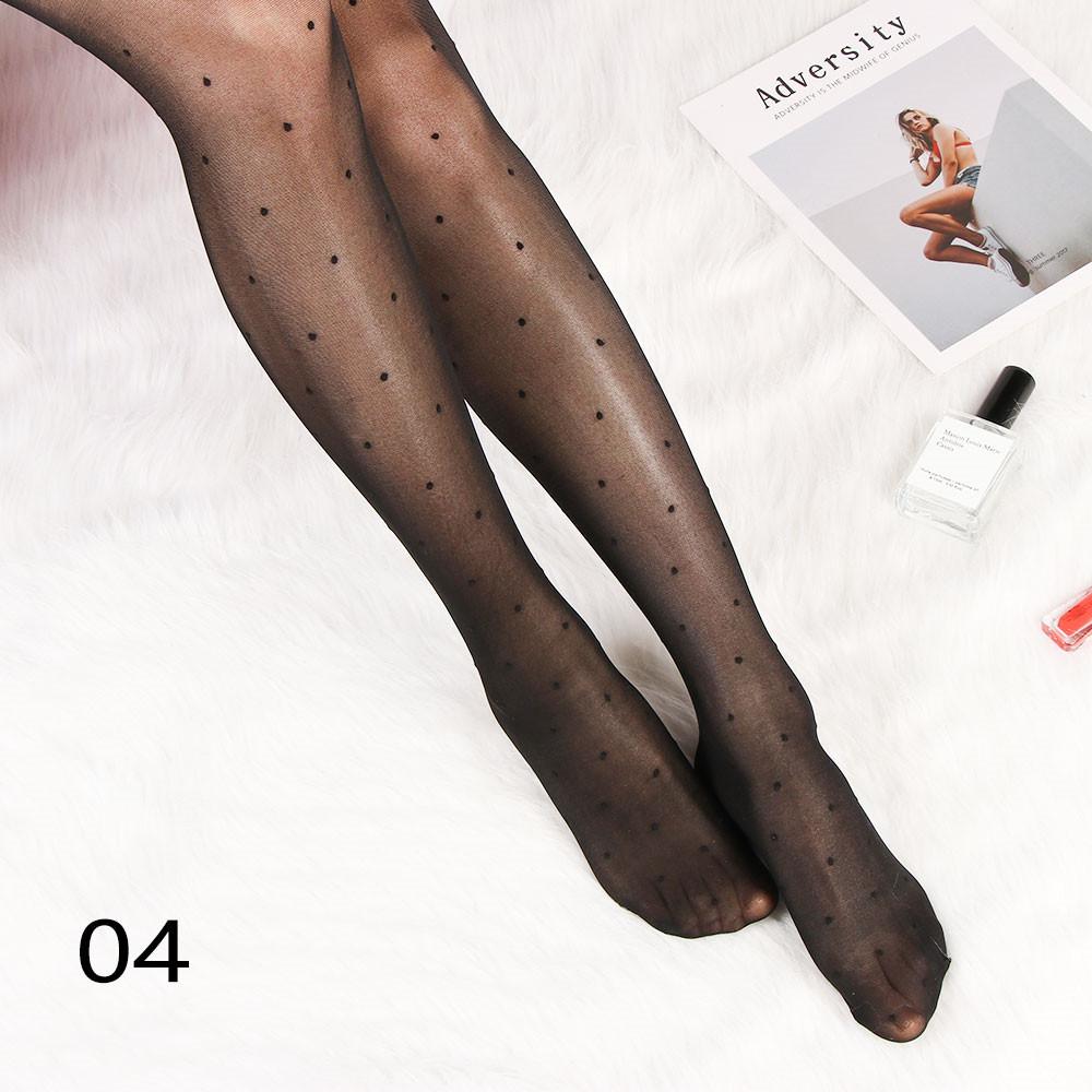 Sexy Women love Dot Embroidery Silk Stocking Thin Vintage Faux Tattoo Thigh Sheer Pantyhose Female Elastic Hosiery girls Tights
