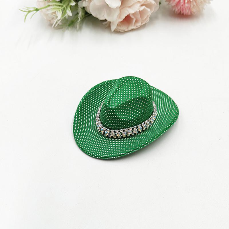 Holographic Neon Glitter Mini Cowboy Hat Western Theme Party Decoration Shiny Prop for Birthday Festival Events