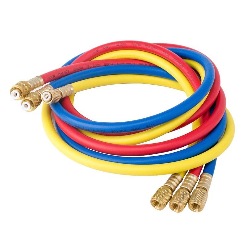 3Pcs 1.5M Refrigerant Hose 1/4 Sae 3000psi Refrigerant Charging Hose for R134a R404a R12 R22 Air Conditioning Refrigerant