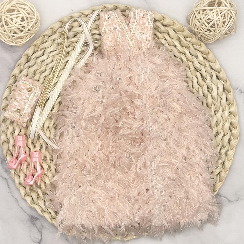 32cm Supermodel Doll Clothes Suit European Fashion Feather Dress Gauze Skirt Exquisite Accessories Set DIY Toy Collector Gifts