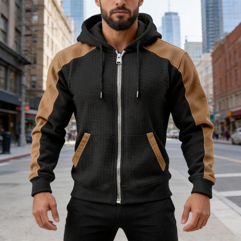 Mens Fleece Lined Hooded Zip Up Jacket S чёрный