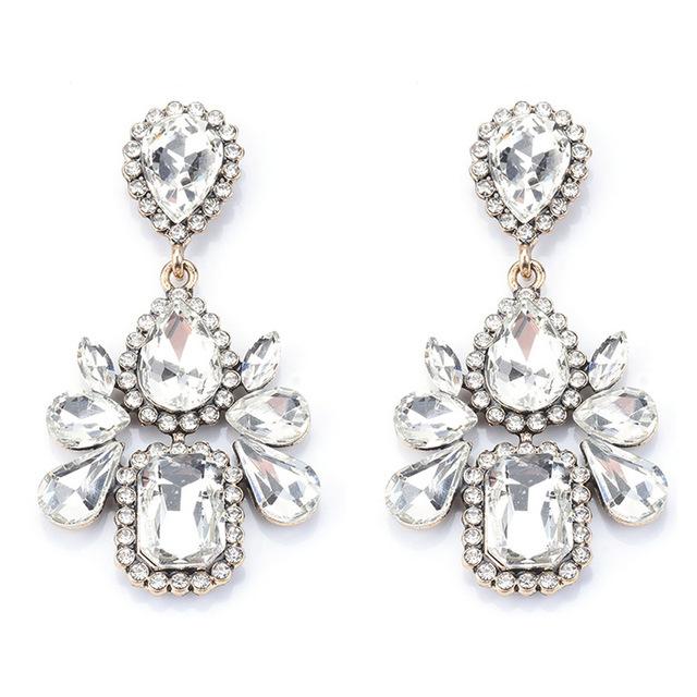 Kristall-Tropfenohrringe für Damen, geometrischer Statement-langer baumelnder Ohrring, großer Ohrring für Damen