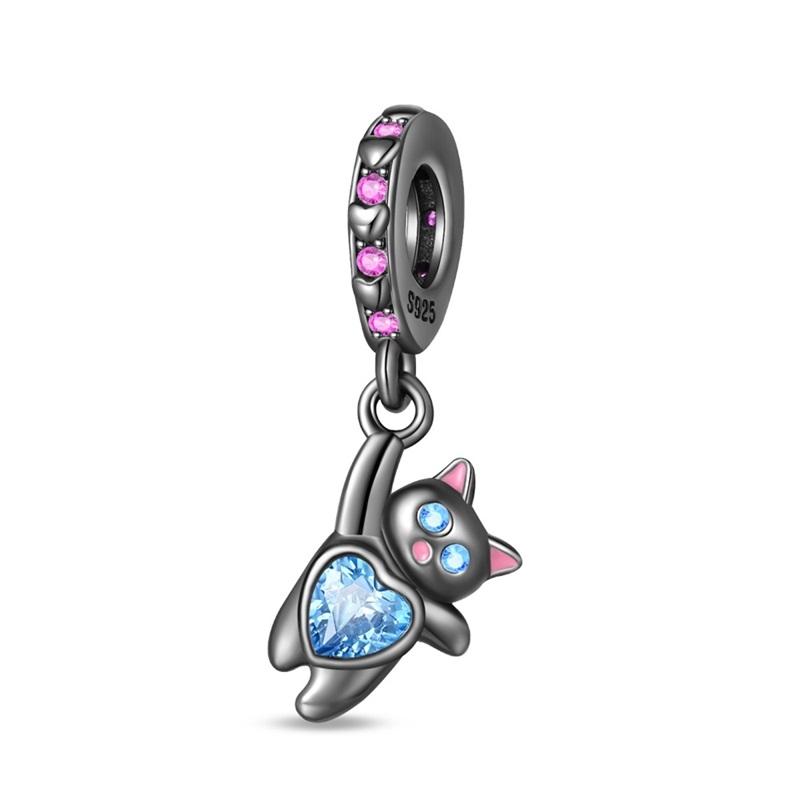 Original Copper Charms Beads Black Cat Colorful Elephant Pendant For Bracelet Women Diy Jewelry Gift Making