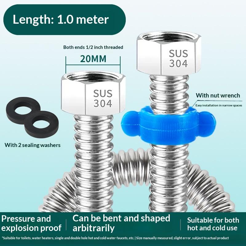 Stainless Steel Corrugated Pipe Domestic Water Heater Metal Hose Inlet Pipe Hot And Cold Household