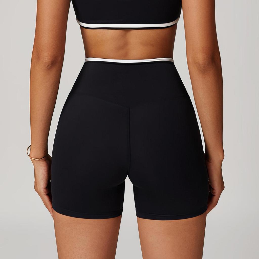 Shorts de Yoga Américains Européens Taille Haute avec Effet Push-Up Pêche - Pantalon de Fitness Trois Points pour Femmes
