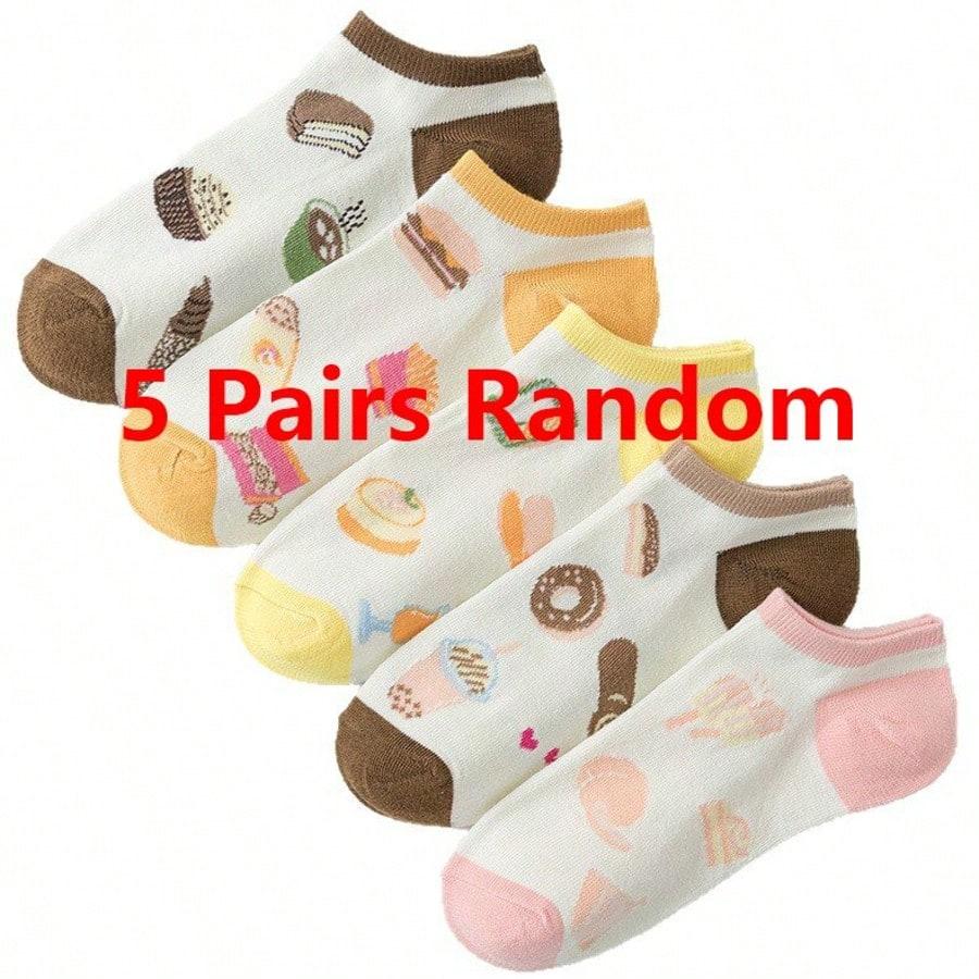 

Women Cute Cartoon Food Printed Short Sport Socks Spring Summer Breathable Soft Comfortable Ankle Socks One Size
