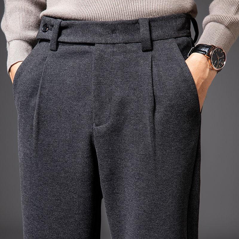 

Men s Loose-Fit Thickened Woolen Pants for Fall/Winter Straight-Leg Casual Work Trousers 34 темно-сірий