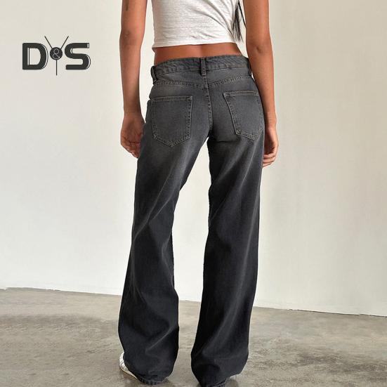 Pantalones de Mujer con Bolsillos Cintura Baja Rectos Pierna Ancha Cierre de Botón y Cremallera Pantalones Largos para Uso Diario Viajes