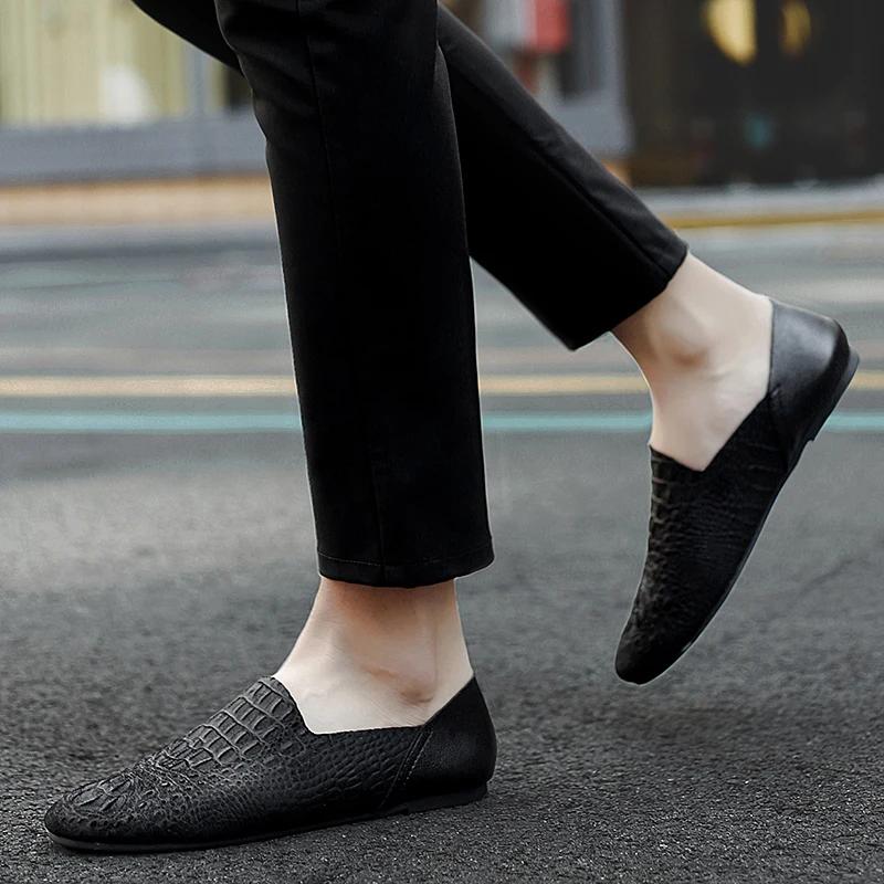 Mode Herren Loafer Schuhe Echtes Leder Luxus Mode Freizeitschuhe Slip-on Leichte Bequeme Maßgefertigte Krokodil Schuhe