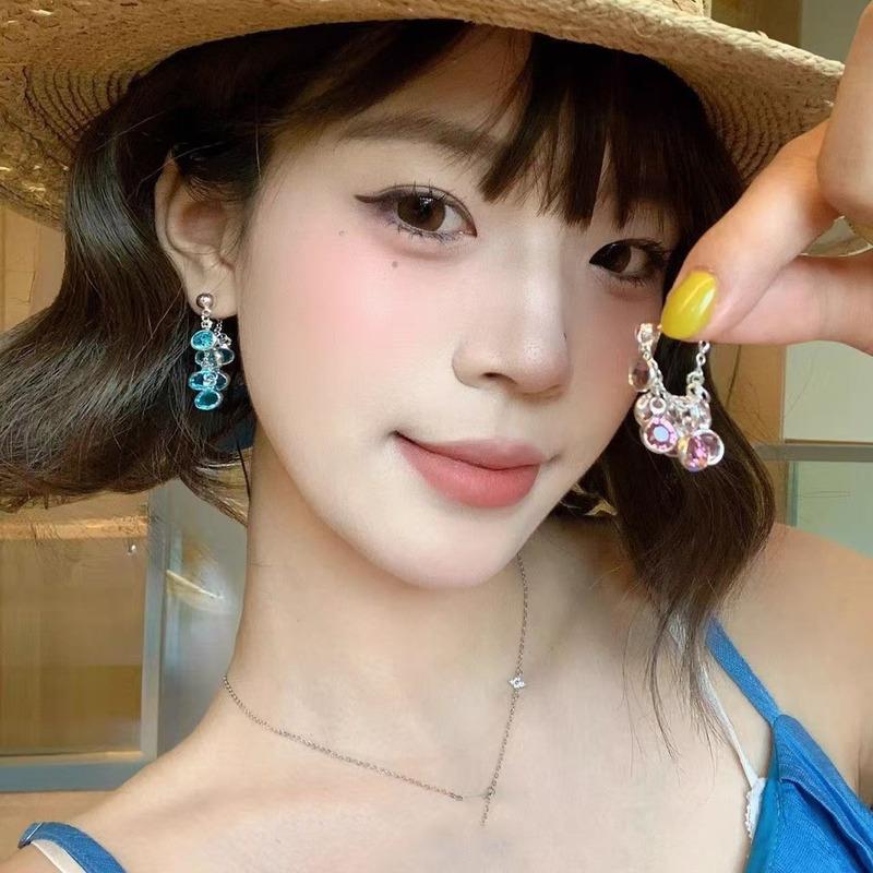 Sparkling Crystal Drop Earrings With Elegant Fringe Beads Dangle Hanging Earrings Fashion Statement Party Jewewlry Gifts