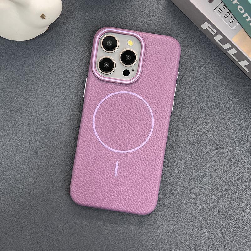 

For Magsafe Magnetic Wireless Charging Luxury Leather Phone Case Fro iPhone 16 Pro Max 14 11 12 13 15 Pro Max Bumper Back Cover iPhone 16 фиолетовый