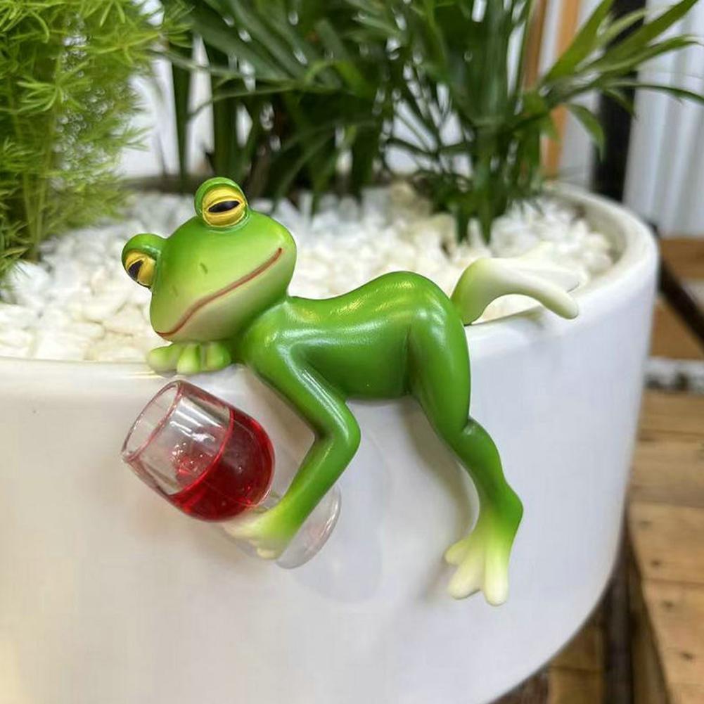 Frog Ornament Resin Decorative Cartoon Animal Hand-Painted Sitting Lying Standing Frog Figurine T6L8