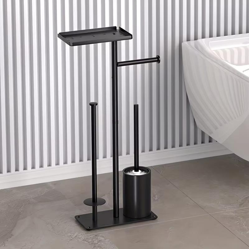 Porta salviette da terra Portarotolo di carta igienica verticale mobile Portaspazzolino da WC senza chiodi Porta rotolo Bagno