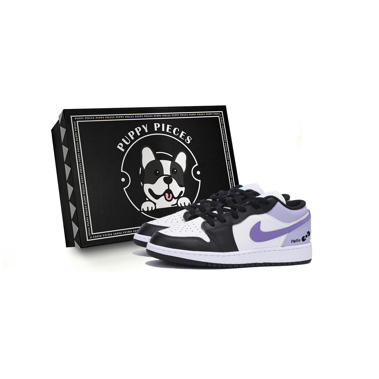Jordan Air Jordan 1 Low top Vintage Basketball Shoes Men s White Purple 553558-131(Team85-AS-BOX) 44