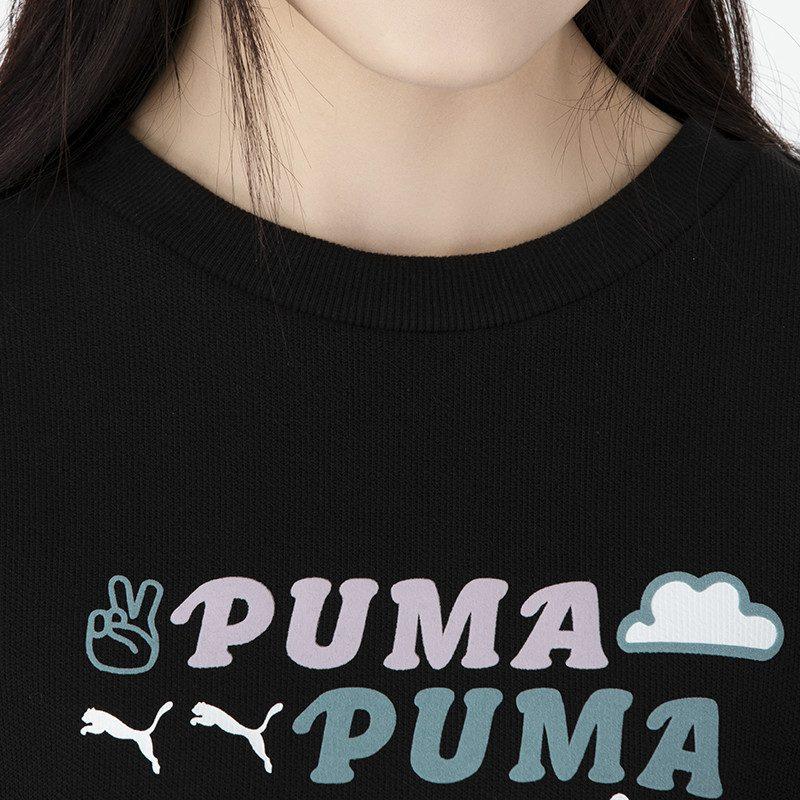 PUMA Sweatshirts Women's Black Crew Neck Moderate Mock Two Piece 536092-01
