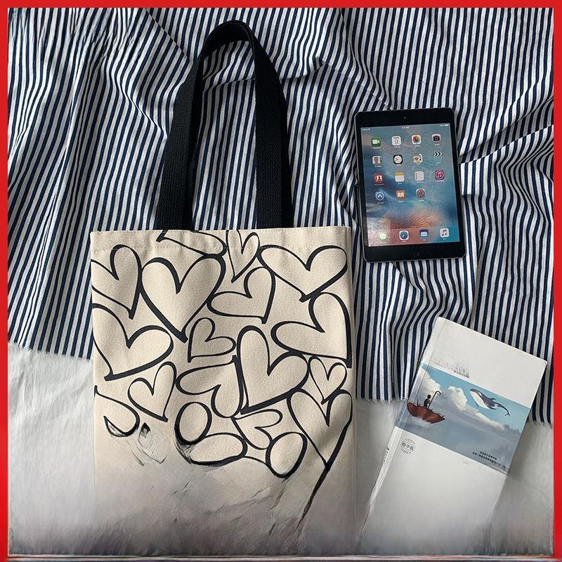 Women's Polka Dot Eco-Friendly Canvas Tote - Single Shoulder, Large Capacity
