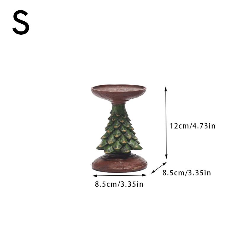 

Creative Christmas Tree Candle Holder Hand Carved Ornaments Green/Golden Candlestick Vintage Wood Resin Crafts Home Decor Gift