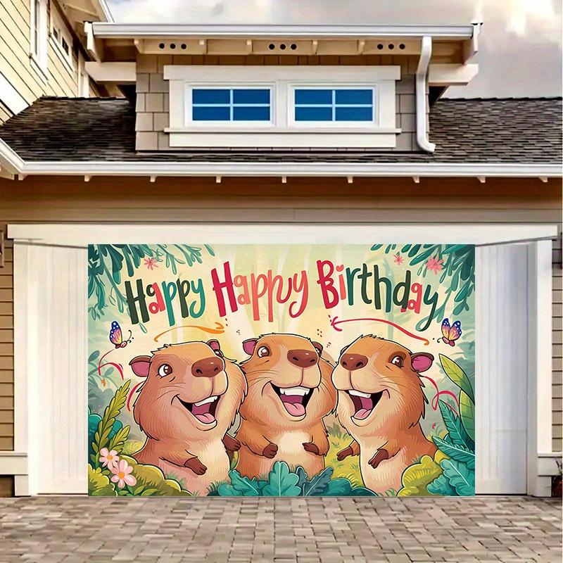 1 banner for a capybara's birthday party - vibrant polyester wall decoration with the words "Happy Birthday". PMJ