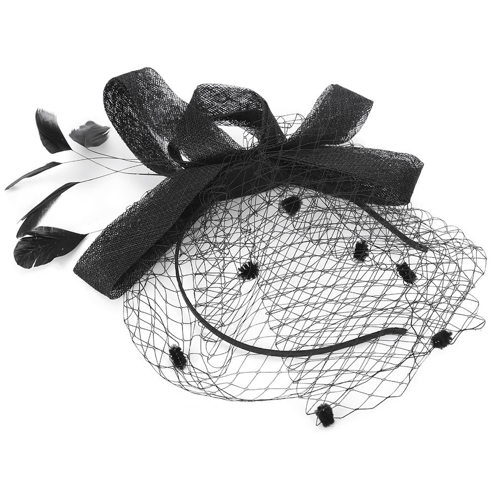 Wedding Women Net Mesh Bridal Face Veil Hats Brides Fascinator Headwear Hair Accessory(Black)