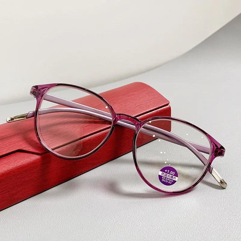

+1.0 +1.5 +2.0 +2.5 +3.0 +3.5 +4.0 Anti-Blue Light Presbyopia Glasses Full Frame Fashion HD Reading Eyeglasses +400 фіолетовий