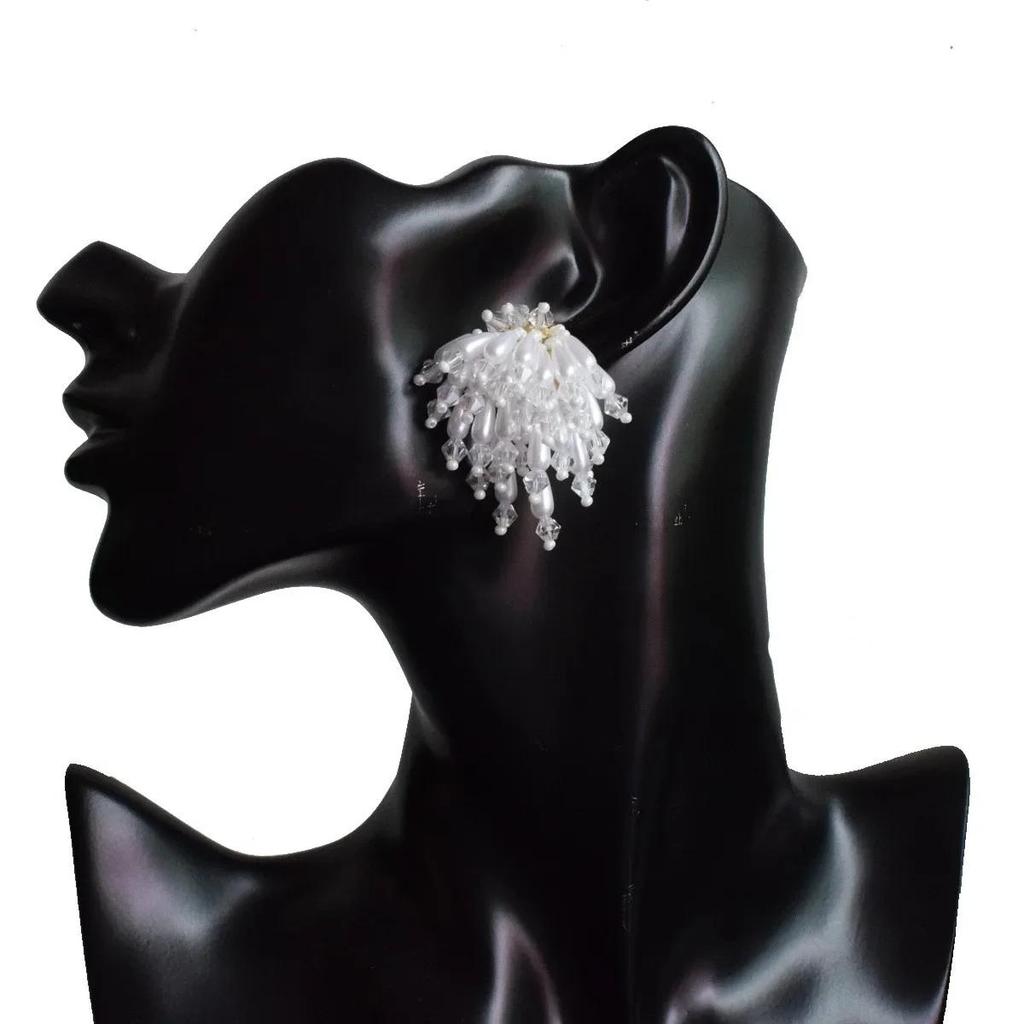 Fashion New Korean Acrylic Pearl Flower Tassel Earrings Womens Girls Elegant Pendants Wedding Party Jewelry Gifts