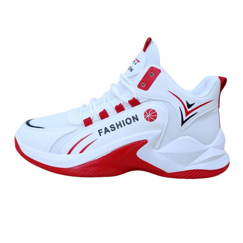 Men's High-Top Mesh Basketball Shoes, Breathable Non-Slip Sports Sneakers for Spring/Summer - Versatile White Running Shoes for Students