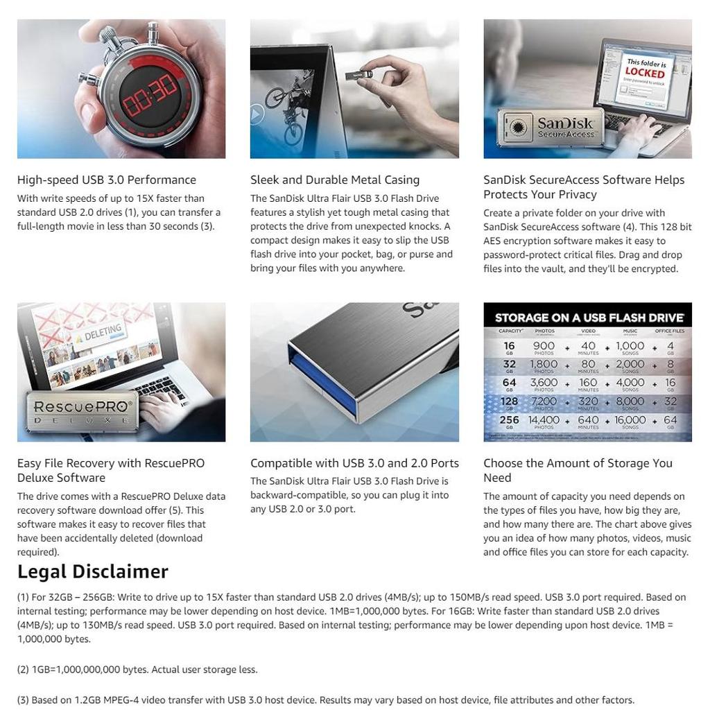 SanDisk 128GB USB 3.0 Flash Drive Read Up To 150MB/s Ultra Flair USB 3.0 Pendrive 32GB 64GB 256GB 512GB USB Flash Original Memory Stick U Disk CZ73