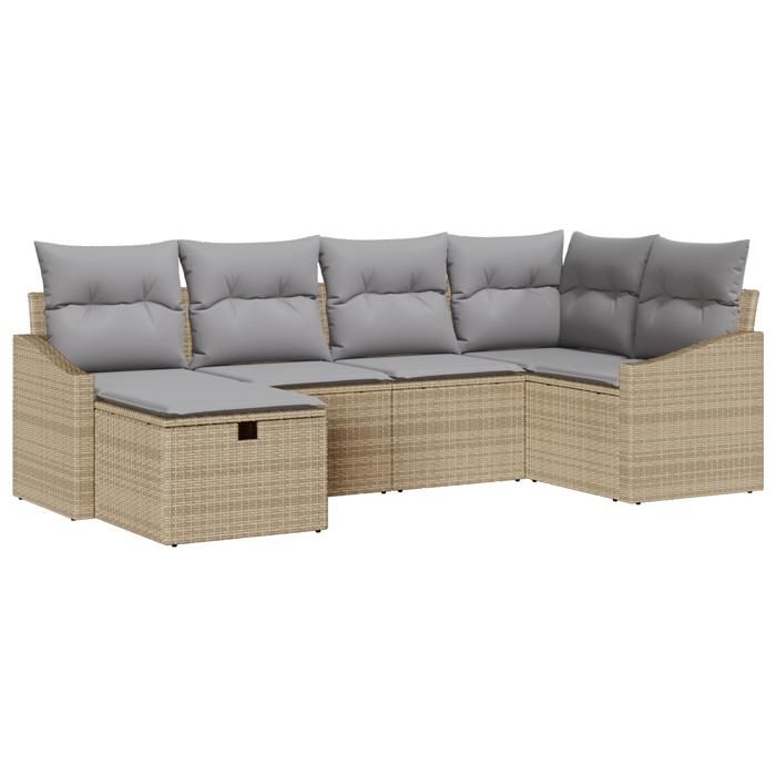 VidaXL Ensemble de canapé de jardin 6 pièces avec coussins beige en poly rattan 3359279