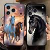 Animal Horse Pattern Black Soft Phone Cover Case for iPhone 13 12 11 17 Pro Max 17Air XS Max XR 15 16 14 Plus 7 8