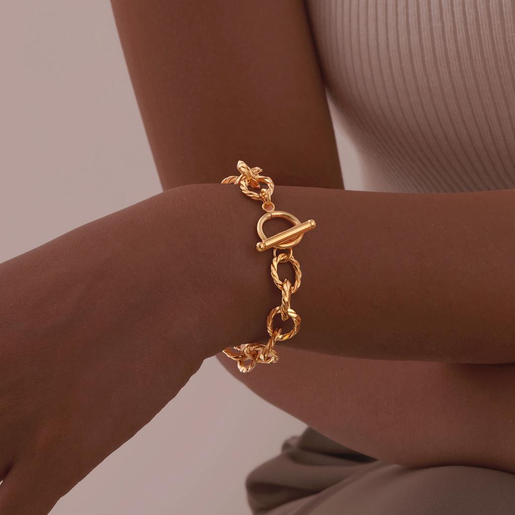Simple Twist Chain OT Buckle Bracelet Women's Stainless Steel Gold Color Bracelets Fashion Jewelry Gifts