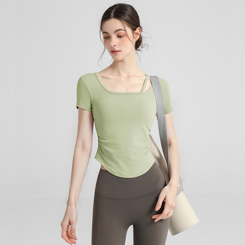 

2026 Women s Slimming Yoga Tops with Thin Straps & Chest Pads - Solid Colors for Running, Fitness & Pilates M [for 95-105 kg]