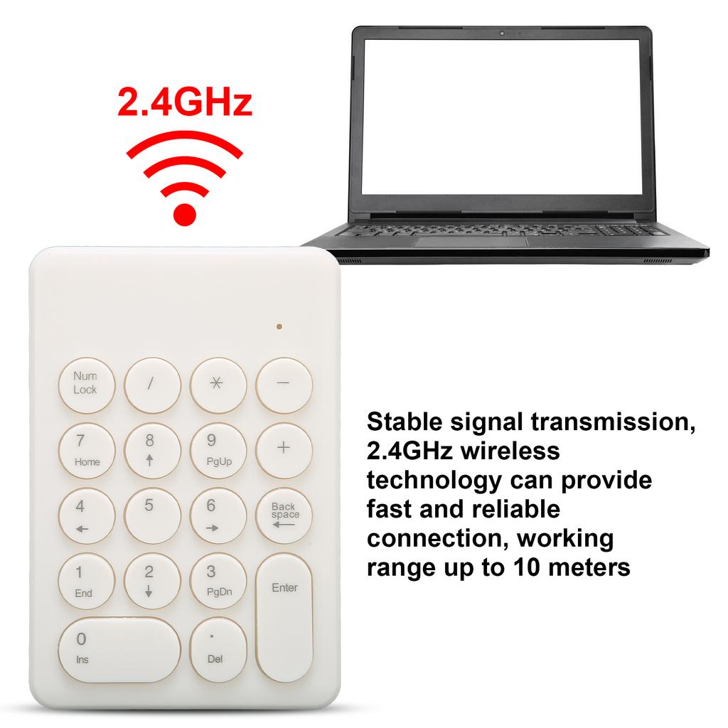 Numeric Keyboard 18 Keys Ergonomic Tilt Design 2.4GHz Wireless Stable Signal Numeric Keypad