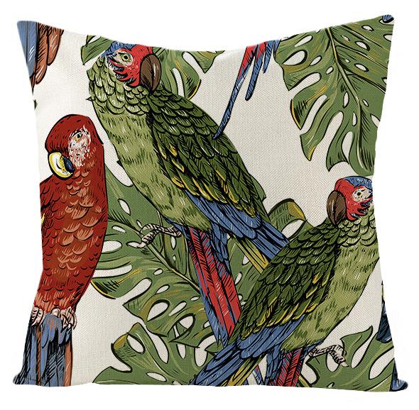 New Outdoor Waterproof Linen Pillow Case Tropical Green Leaf Cushion Cover