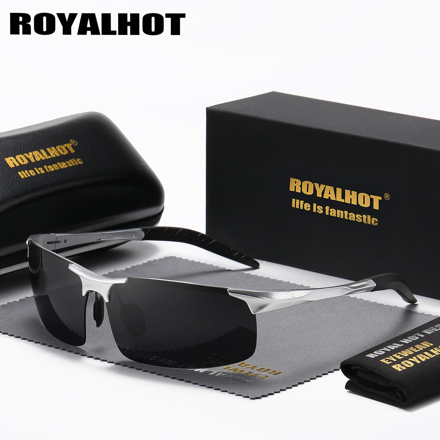 

RoyalHot мужские и женские поляризационные солнцезащитные очки из сплава в прямоугольной оправе, солнцезащитные очки для вождения, оттенки Óculos masculino Male серебряный