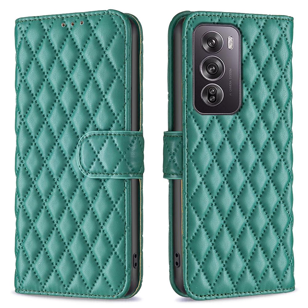 

BINFEN COLOR BF Style-14 For Oppo Reno12 Pro 5G (Global) Case Rhombus Imprint Leather Wallet Phone Cover C