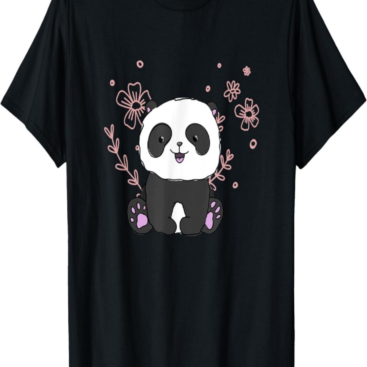 Panda Bear and  Sakura Cherry Blossom T-Shirt(1) S
