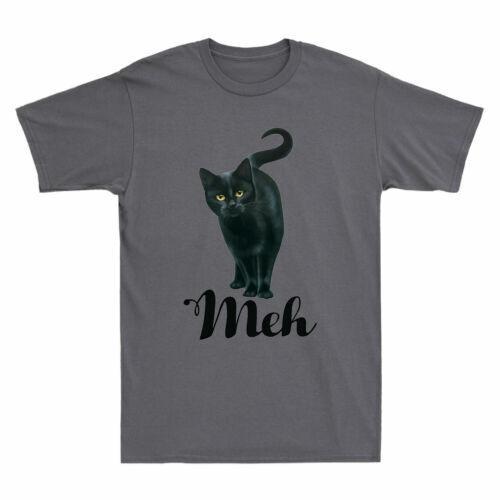 Black Cat Funny Meh Cat Gift For Cat Lovers Men s Cotton Short Sleeve T-Shirt Unisex T-Shirt XXXXL