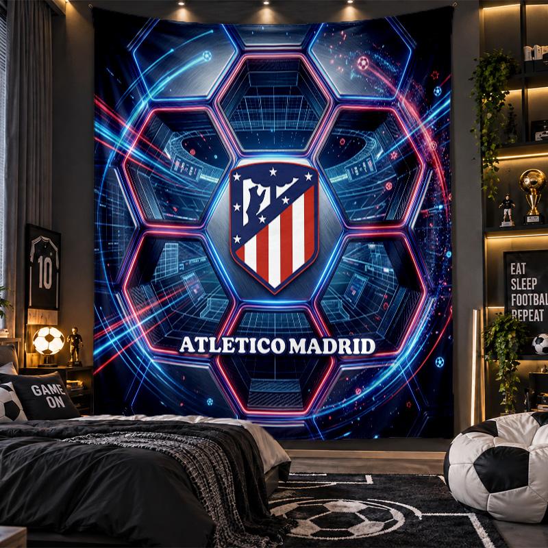 Wall Hanging Tapestry Atletico Madrid Print Cloth for Living Room Bedroom Home Decor